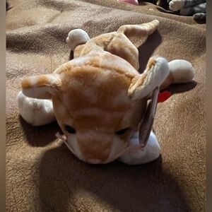 Ty Beanie Baby Plush Amber the kitten with Tan and White Fur Vintage Toys